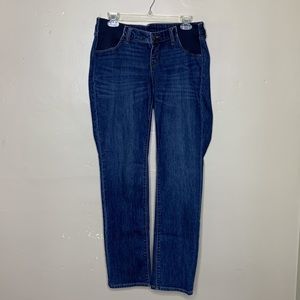 OLD NAVY Maternity Blue Jeans Side Panel Straight Medium Dark Wash Denim 8